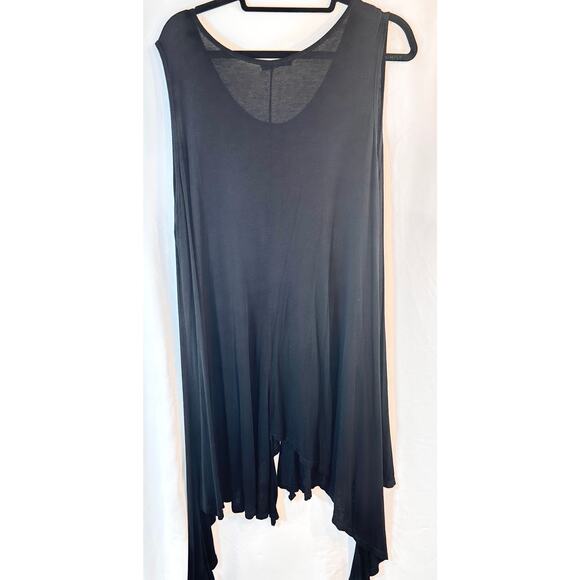 Gigi Moda Italy Black Sleeveless Tunic Top Uneven Hem L - Picture 2 of 4